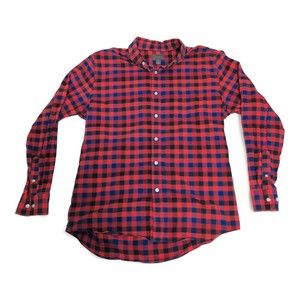 Saddlebred Men's Orange Plaid Button-Down Shirt L